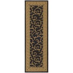 Safavieh Black/Natural Indoor-Outdoor Leaf-Patterned Rug (2'7x 8'2)