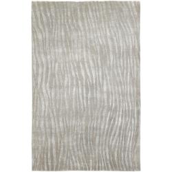 Hand Knotted Grey Abstract Plush Wool Cortina Rug (2' x 3')