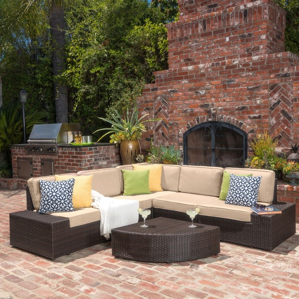 Santa Cruz Outdoor Brown Wicker Sofa Set by Christopher Knight Home
