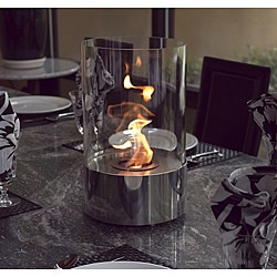 Accenda Stainless Steel Clear Portable Fireplace