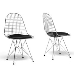 Avery Mid-Century Wire Chair with Black Cushion (Set of 2)