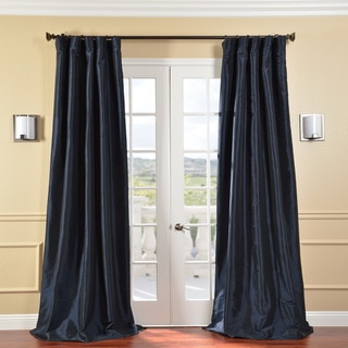 Exclusive Fabrics Solid Faux Silk Taffeta Navy Blue Curtain Panel