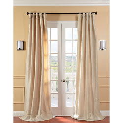 Exclusive Fabrics Solid Faux Silk Taffeta Antique Beige Curtain Panel
