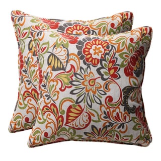 Decorative Multicolored Floral Square Outdoor Toss Pillows (Set of 2)
