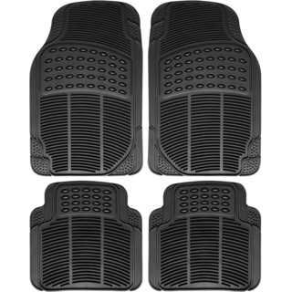 Heavy Duty All Weather Universal Fit Rubber Black Floor Mats for Cars, Trucks, SUVs, and Vans (Set of 4)