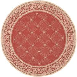 Safavieh Geometric-pattern Red/ Natural Indoor/ Outdoor Rug (5'3 Round)