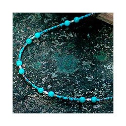 Sterling Silver 'Blue Islands' Recon Turquoise Necklace(Thailand)