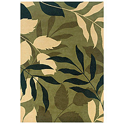 Hand-Tufted Hesiod Green Contemporary Wool Rug (5' x 8')