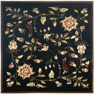 Safavieh Lyndhurst Traditional Floral Black/ Multi Rug (6'7 Square)