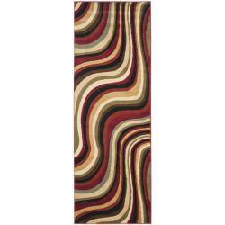Safavieh Porcello Contemporary Waves Red/ Multi Rug (2'4 x 9')