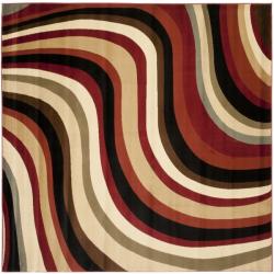 Safavieh Porcello Contemporary Waves Red/ Multi Rug (7' Square)