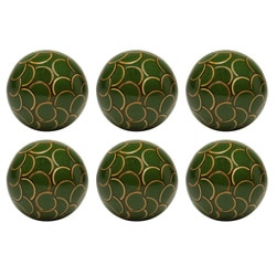 Red Vanilla Nature Sphere Bamboo Inlay Green 4-inch Ball (Set of 6)