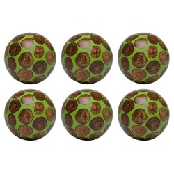 Red Vanilla Decorative Nature Sphere Crossed Cut Green 4-inch Ball (Set of 6)