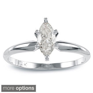 Auriya 14k Gold 1/2ct TDW Marquise Diamond Solitaire Engagement Ring (I-J, I1)