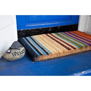 Hand-woven Extra-thick Rainbow Coir Doormat (1'6 x 2'6)