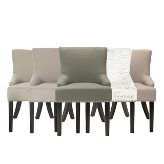 Safavieh En Vogue Dining Loire Taupe Linen Nailhead Espresso Side Chairs (Set of 2)