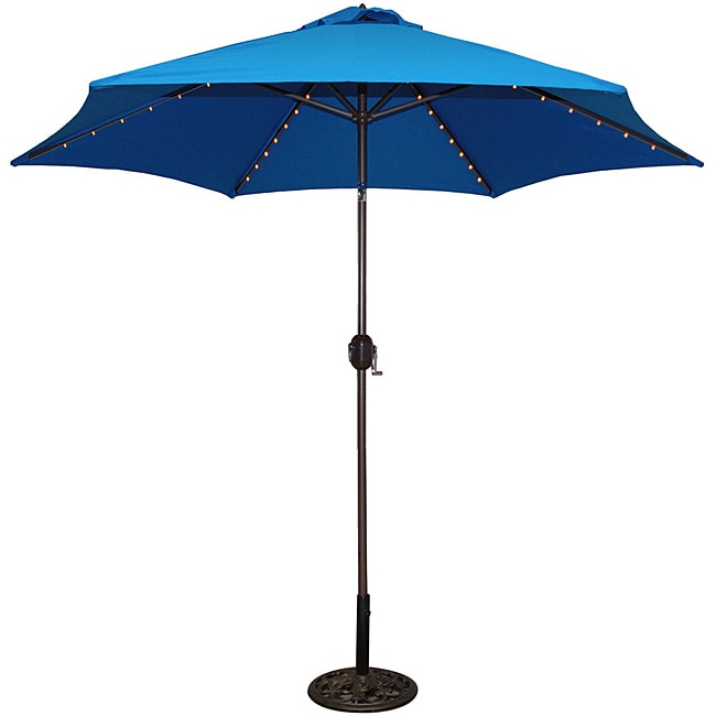 TropiShade 9-foot Royal Blue Aluminum Bronze Lighted Umbrella
