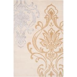 Hand-tufted Ivory Eurydice Damask Design Wool Rug (8' x 11')