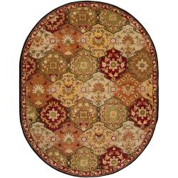 Hand-tufted Red Alum Wool Rug (6' x 9' Oval)
