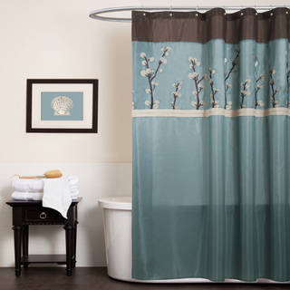 Lush Decor Cocoa Flower Blue/ Brown Shower Curtain