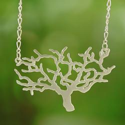 Handmade Silvertone Cut-out Tree Necklace (Thailand)