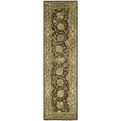 Safavieh Handmade Mashad Brown/ Green Wool Rug (2'3 x 12')