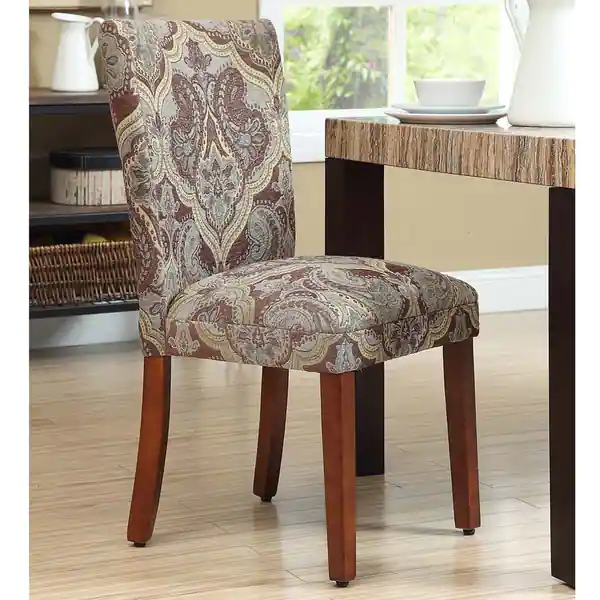 HomePop Blue and Brown Paisley Parson Chairs (Set of 2) - N/A