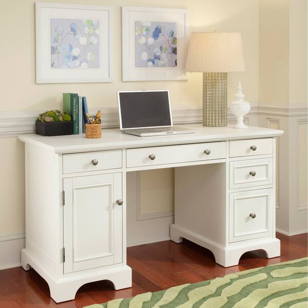 Naples White Finish Pedestal Desk by Home Styles