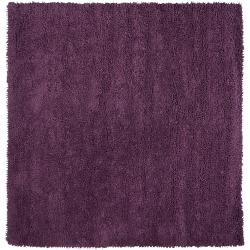 Hand-woven Purple Birks Colorful Plush Shag New Zealand Felted Wool Rug (8' Square)