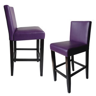Villa Faux Leather Boysenberry Counter Stools (Set of 2)
