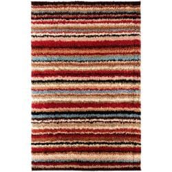 Woven Red Barb Stripe Shag (1'11 x 3'3)