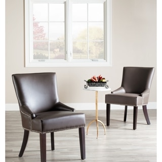 Safavieh En Vogue Dining Loire Grey Leather Nailhead Side Chairs (Set of 2)