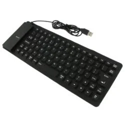 INSTEN Lightweight Foldable Black Soft Silicone USB 2.0 Ultra-slim Keyboard
