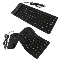 INSTEN Black Portable Flexible Soft Silicone Folding USB Keyboard