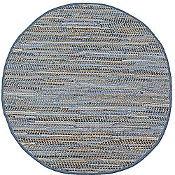 Hand Woven Blue Jeans Round Rug (5x5)