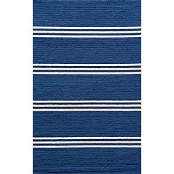 South Beach Indoor/Outdoor Blue Stripes Rug (2' x 3')