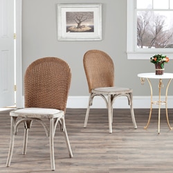 Safavieh Rural Woven Dining La Rochelle Antiqued Oak Finish Taupe Side Chairs (Set of 2)