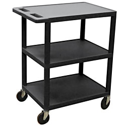 Offex Black 3-shelf Utility Cart with Swivel Casters
