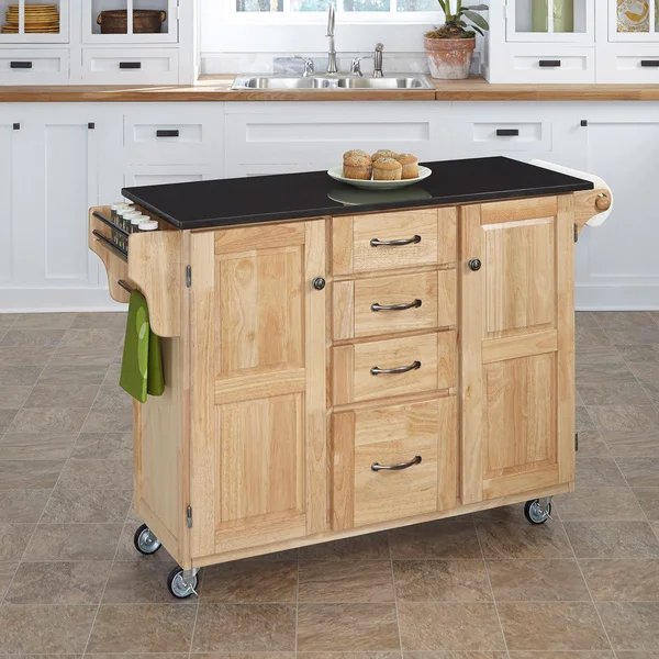 Natural Finish Black Granite Top Create-a-Cart by Home Styles