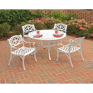 Home Styles Biscayne 48-inch 5-piece White Cast Aluminum Patio Dining Set