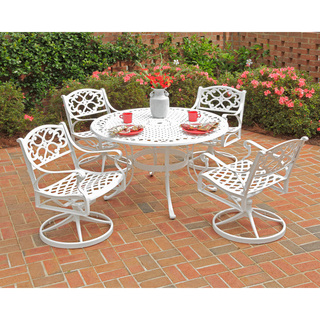 Home Styles Biscayne 5-piece 48-inch White Cast Aluminum Patio Dining Set