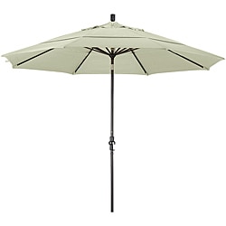 California Umbrella 11' Rd. Aluminum Market Umbrella, Crank Lift, Collar Tilt, Dbl Wind Vent, Bronze Finish, Pacifica Fabric