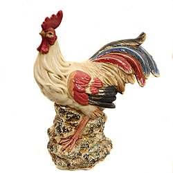 Hand-Painted Ceramic Perched Rooster Figurine
