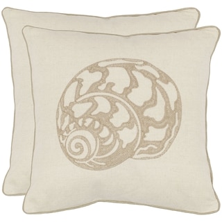 Safavieh Sea Shell 18-inch Cream Decorative Pillows (Set of 2)