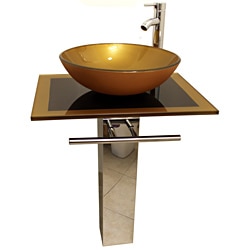 Mustard Gold 23-inch Glass Vessel Bathroom Vanity