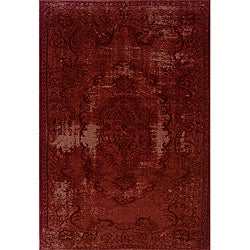 Overdyed Distressed Oriental Red/ Black Area Rug (7'10 x 10'10)