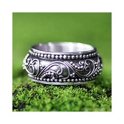 Handmade Sterling Silver 'Rain Forest Ferns' Ring (Indonesia)