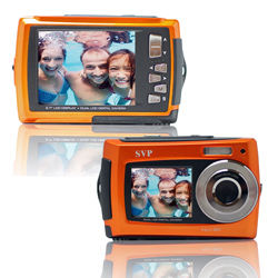 Aqua 5800 Orange 18MP Dual Screen Waterproof Digital Camera with Micro 8GB