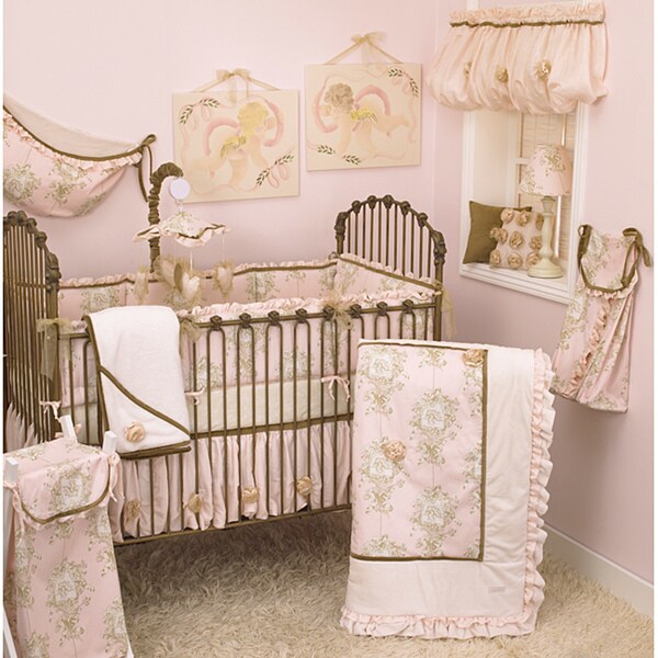 Pink Crib Bedding Set Lollipops and Roses 8-piece Set