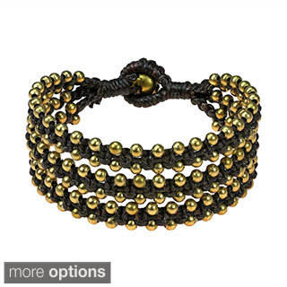 Organic Beauty Brass Beads Triple Strand Bracelet (Thailand)